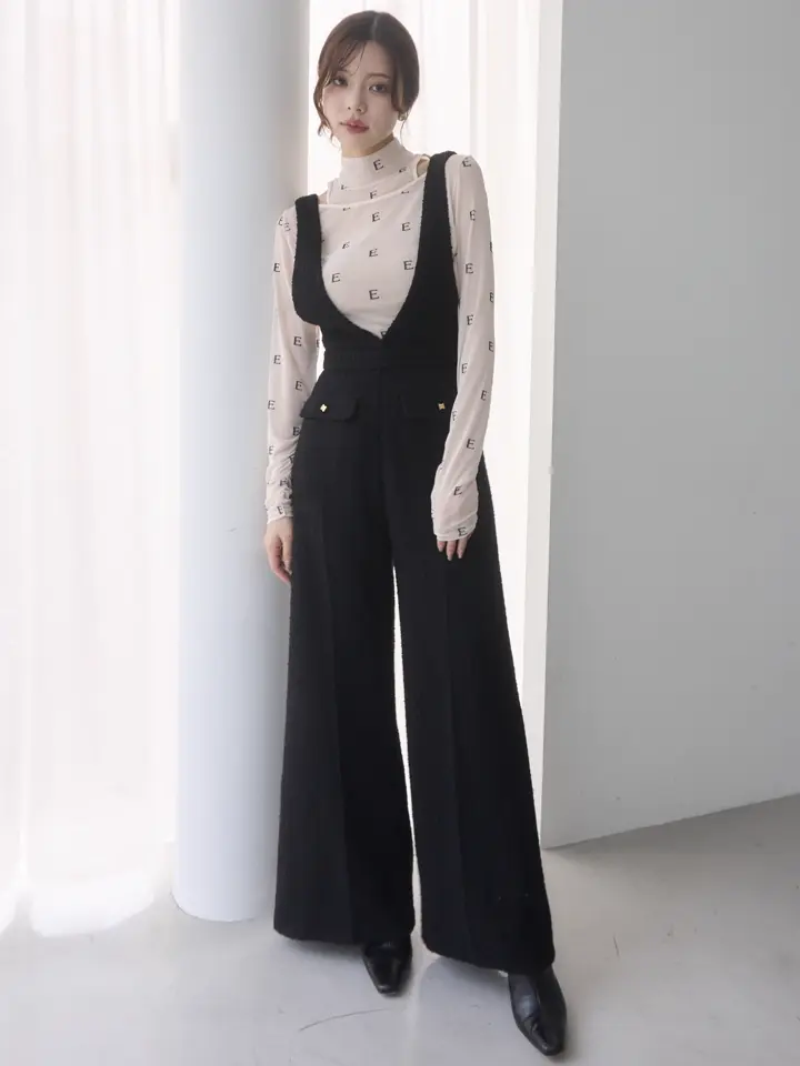 ツイードサロペットパンツ