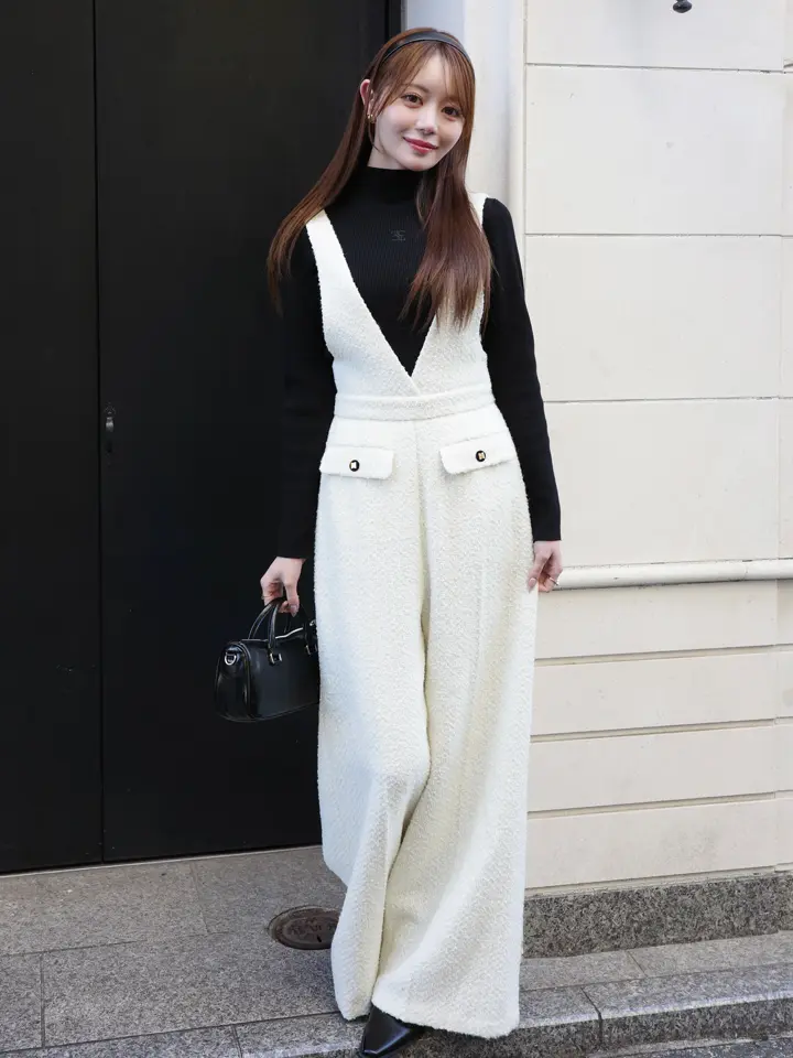 ツイードサロペットパンツ