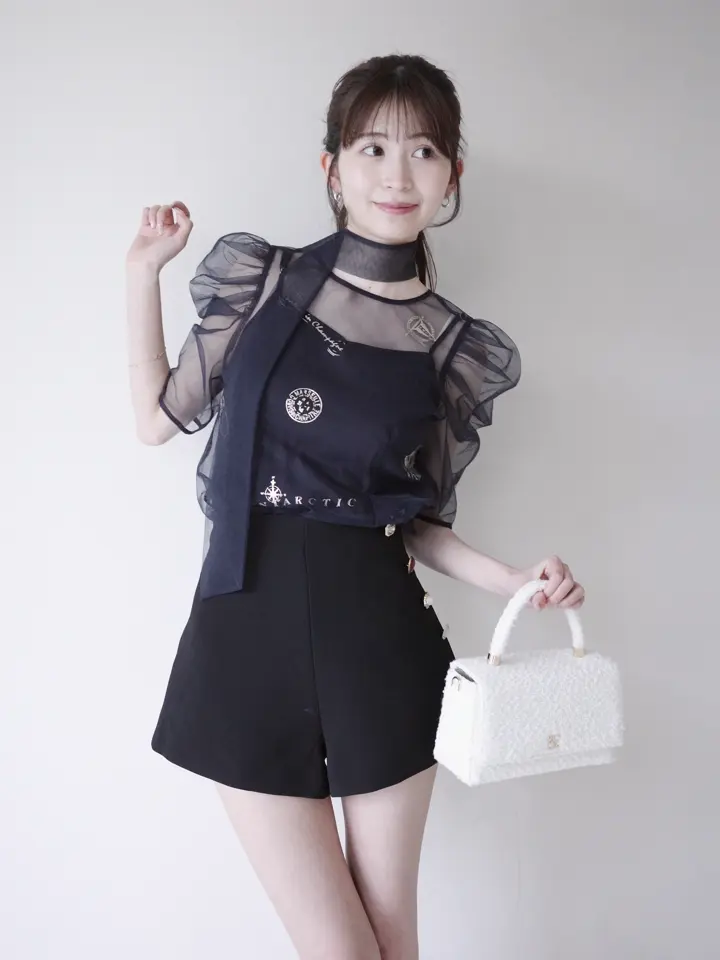 ふみぞう出品 MARINEモチーフシアーブラウス