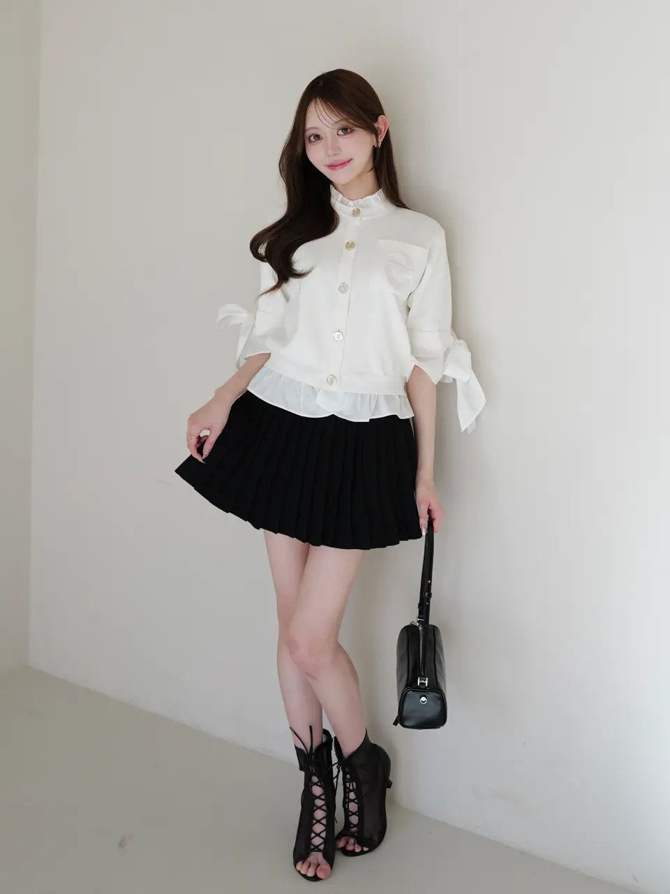 Attached collar カーディガン