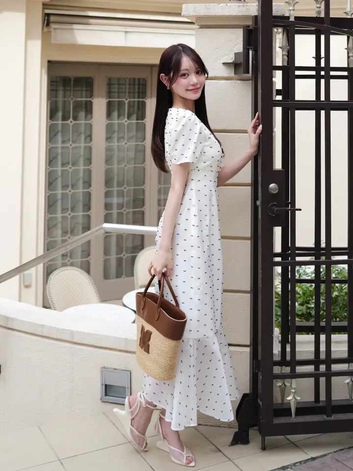 ワンピース EIMY ISTOIRE CAMILLE DOT JACQUARD DRESS CAMILLE DOT JACQUARD DRESS
