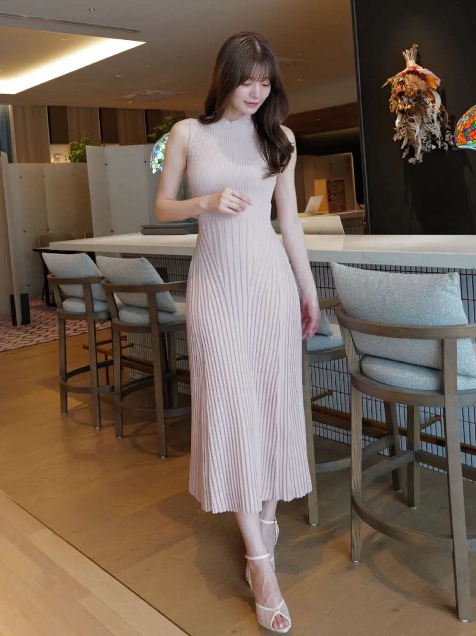 2026 SPRING collection Biack ribbon knit dress