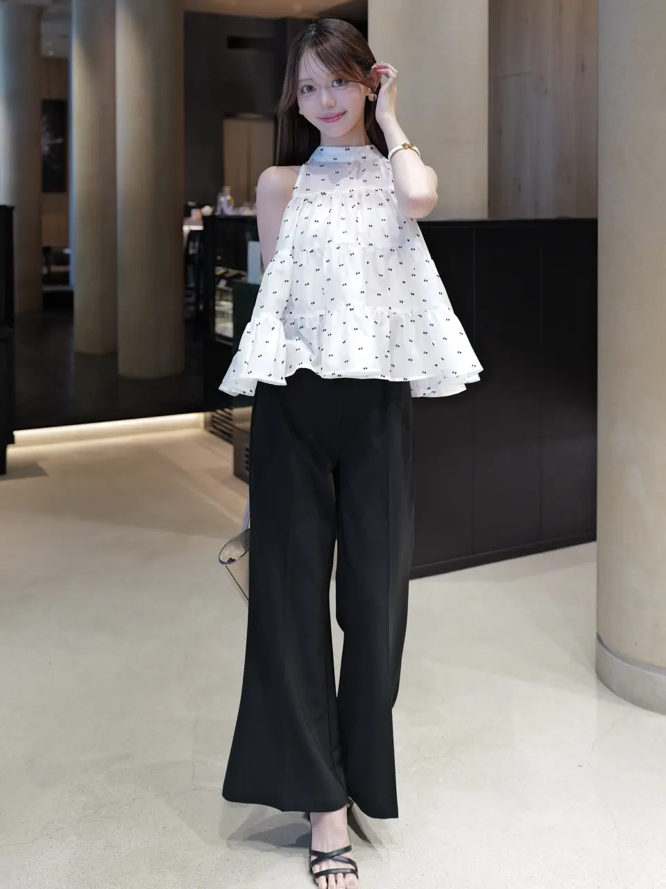 CAMILLE DOT JACQUARD TOP