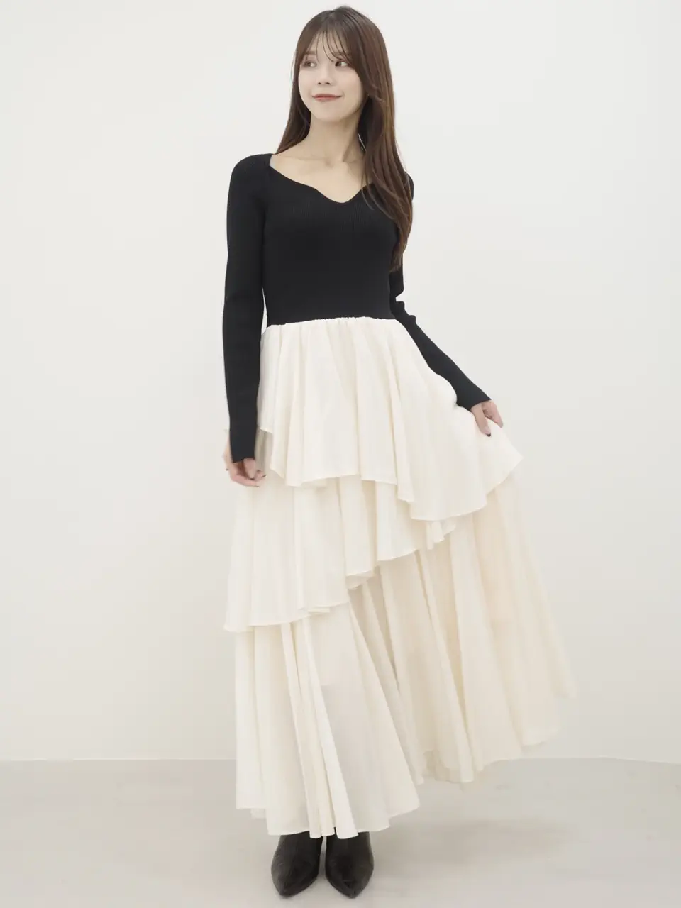 RUFFLE COMBINATION DRESS