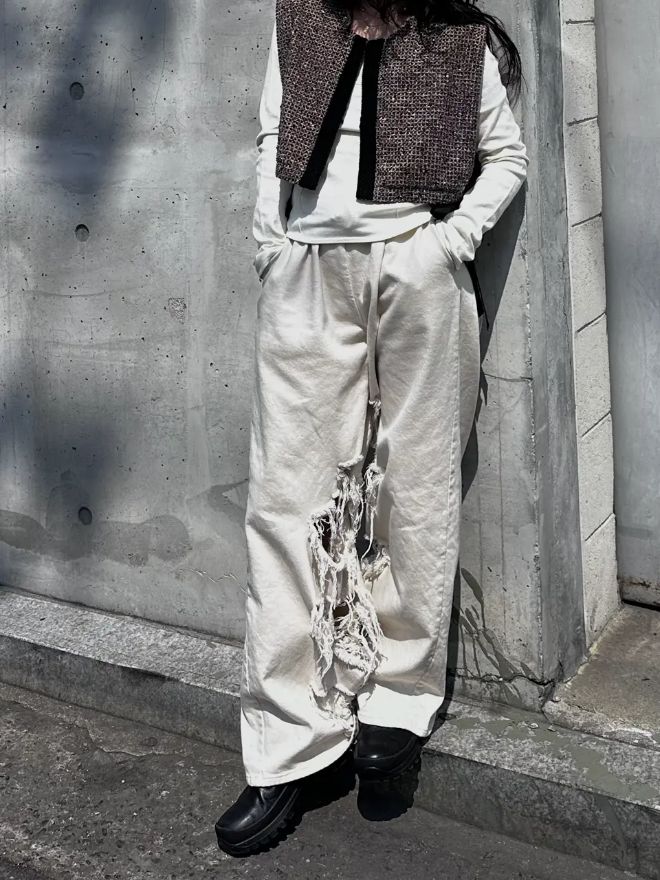 ELCHELE INSIDE RIPPEDHOLE PANTS ECRU 38