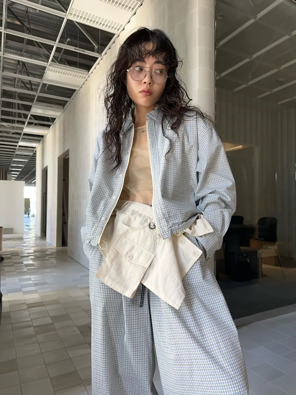 ジャケット・アウター ELCHELE / DADDY CHECK ZIP UP SHIRT DADDY CHECK WIDE PANTS
