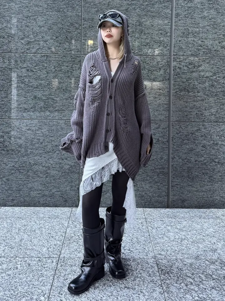 DAMAGE KNIT CARDIGAN – JOSEMOON