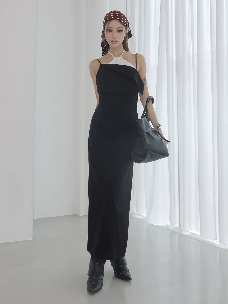 BICOLOR DRAPE DRESS – JOSEMOON