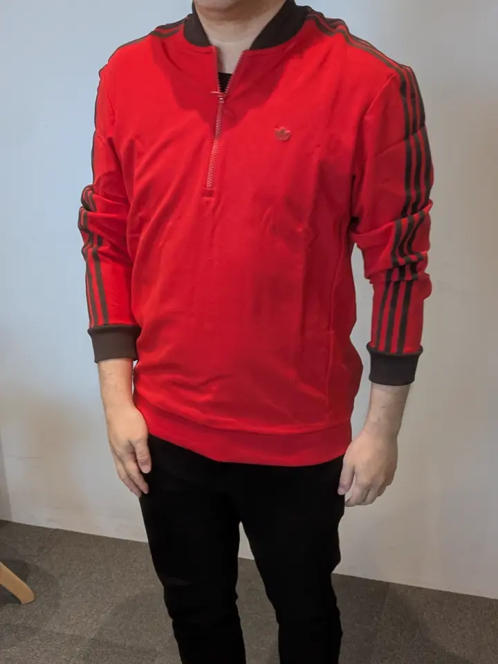 スリーストライプス ストレッチ ハーフジップ スウェット(中間着