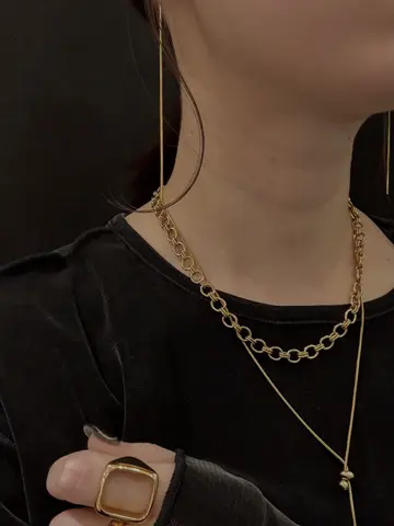 ゴールド]チェーンロングピアス