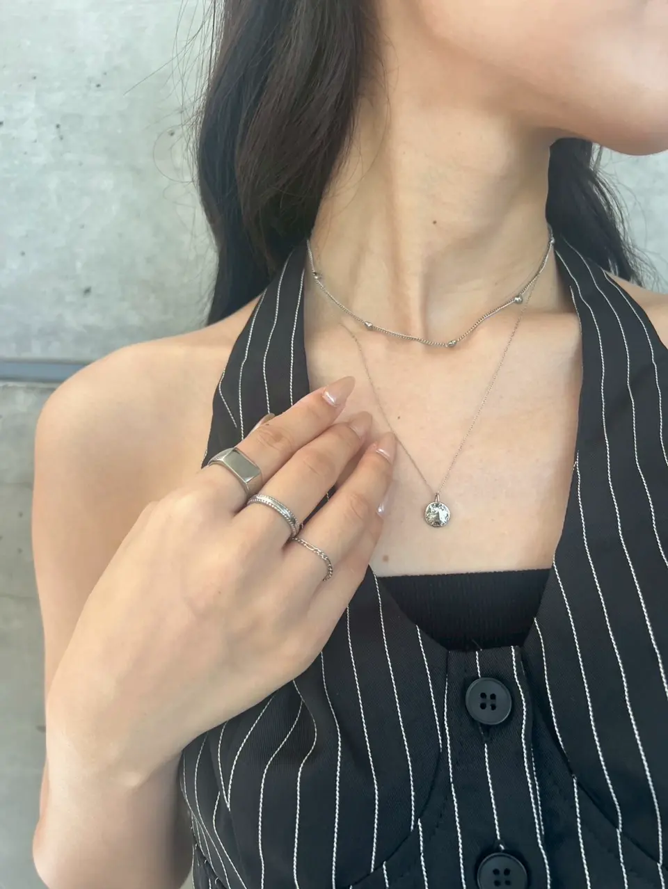 シルバー]ハートチェーンネックレス