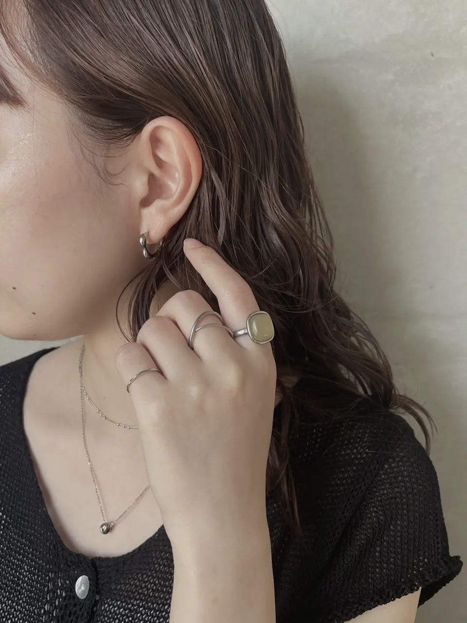 シルバー]ワンタッチデイジーピアス