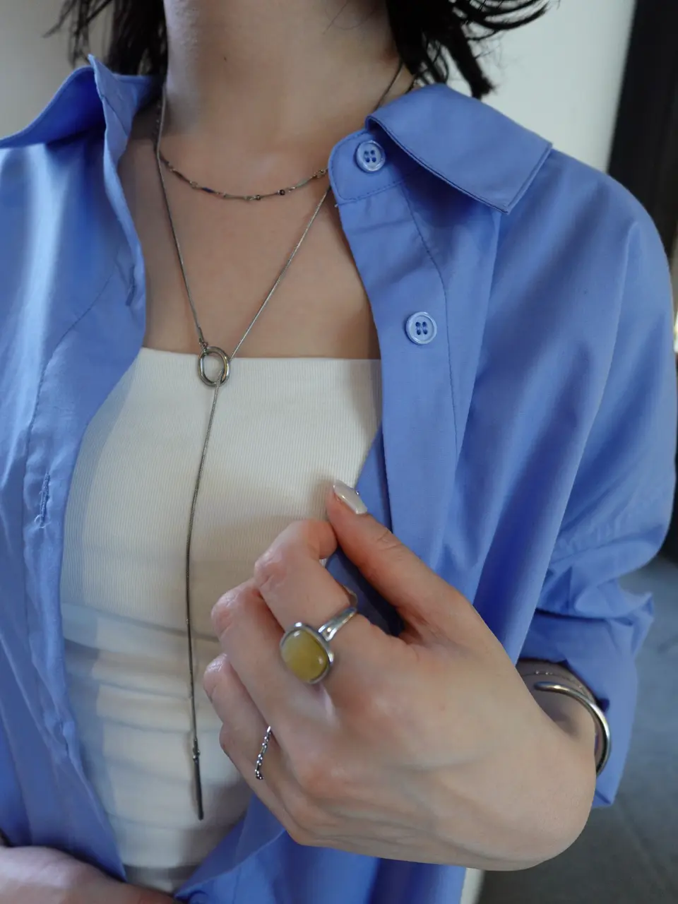 シルバー]ウェーブバングル