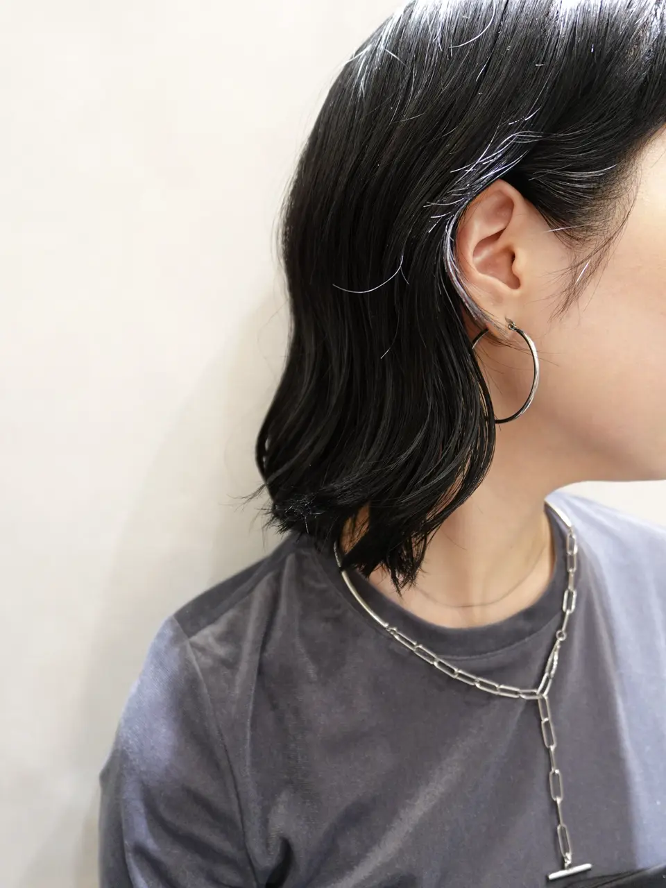 シルバー]ツイストスネークチェーンネックレス/34cm