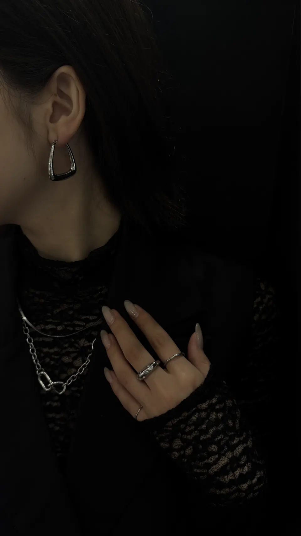 シルバー]トライアングルピアス