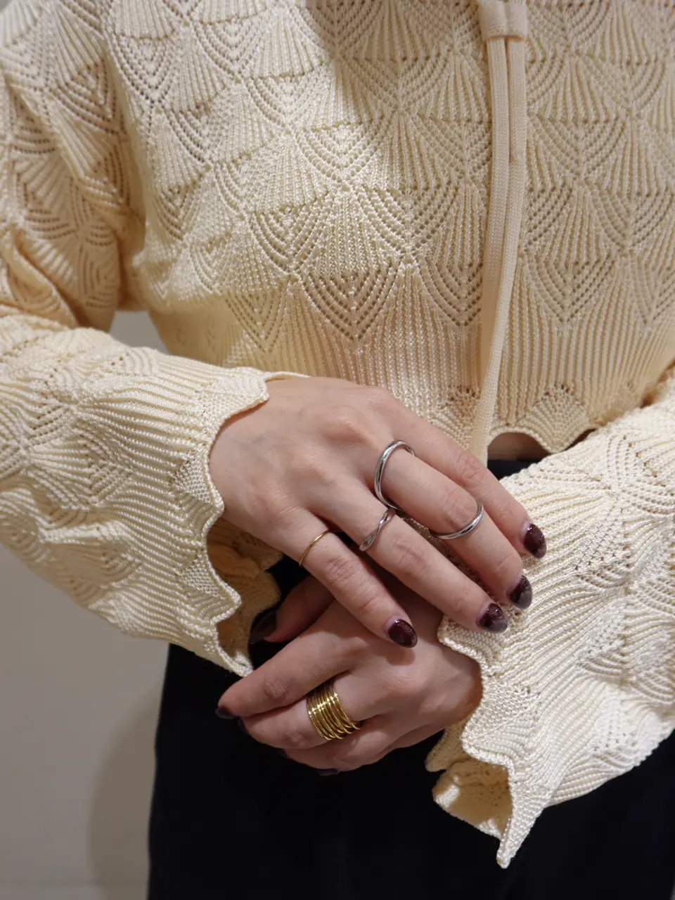 ゴールド ネイビー クロスオーバーリング ギンザクロスオーバー〕K18イエローゴールド ダイヤモンド