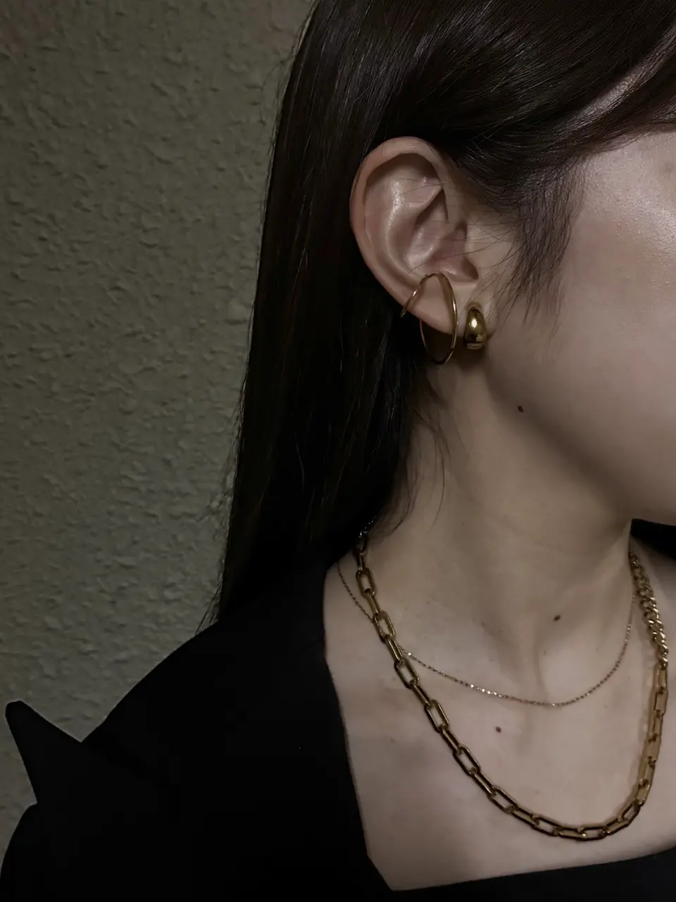 ゴールド]リーフスライドチェーンネックレス