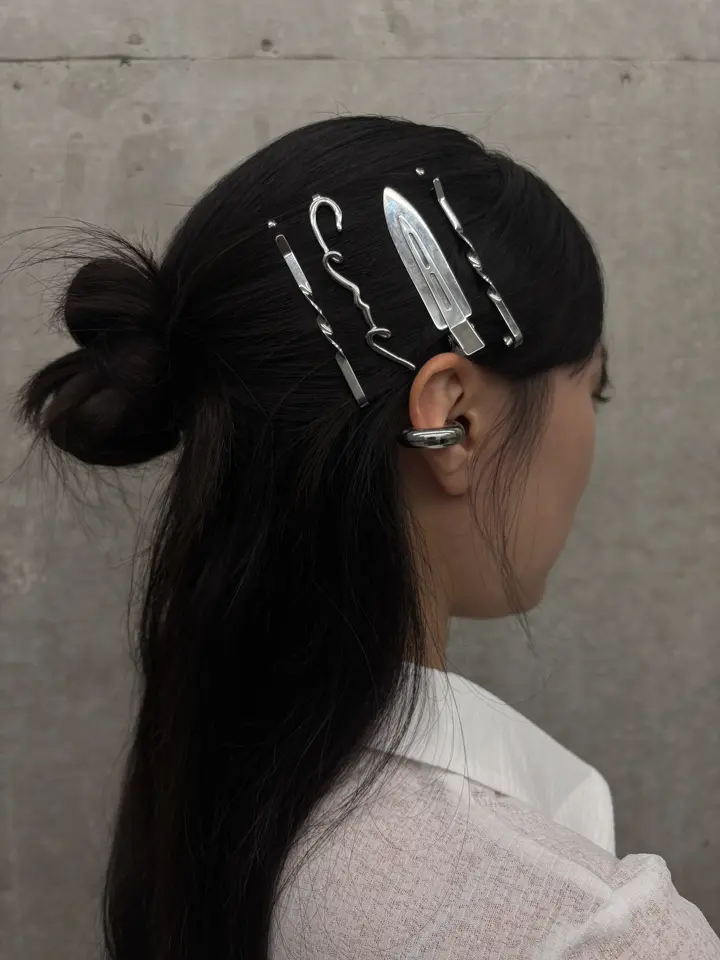 シルバー]2Pメタルホールドヘアクリップ