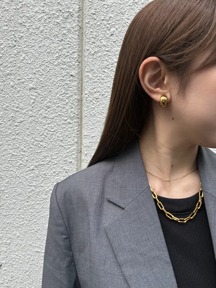 ゴールド]ラウンドクリップイヤリング