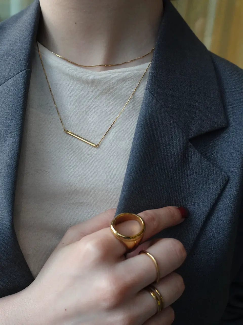 ゴールド]ツイストスネークチェーンネックレス/34cm