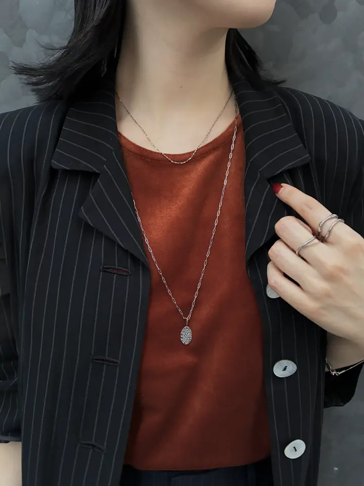 シルバー]ニュアンスオーバルトップネックレス