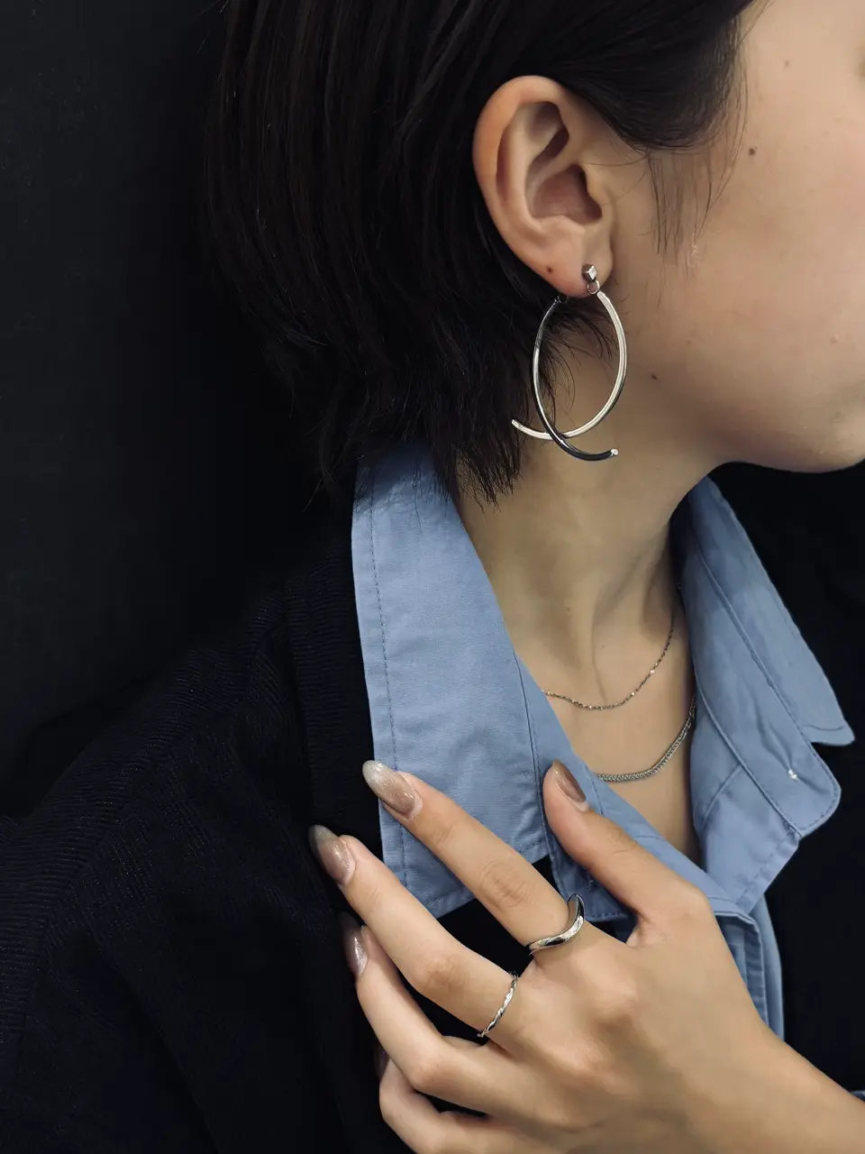 シルバー]ルナドロップピアス