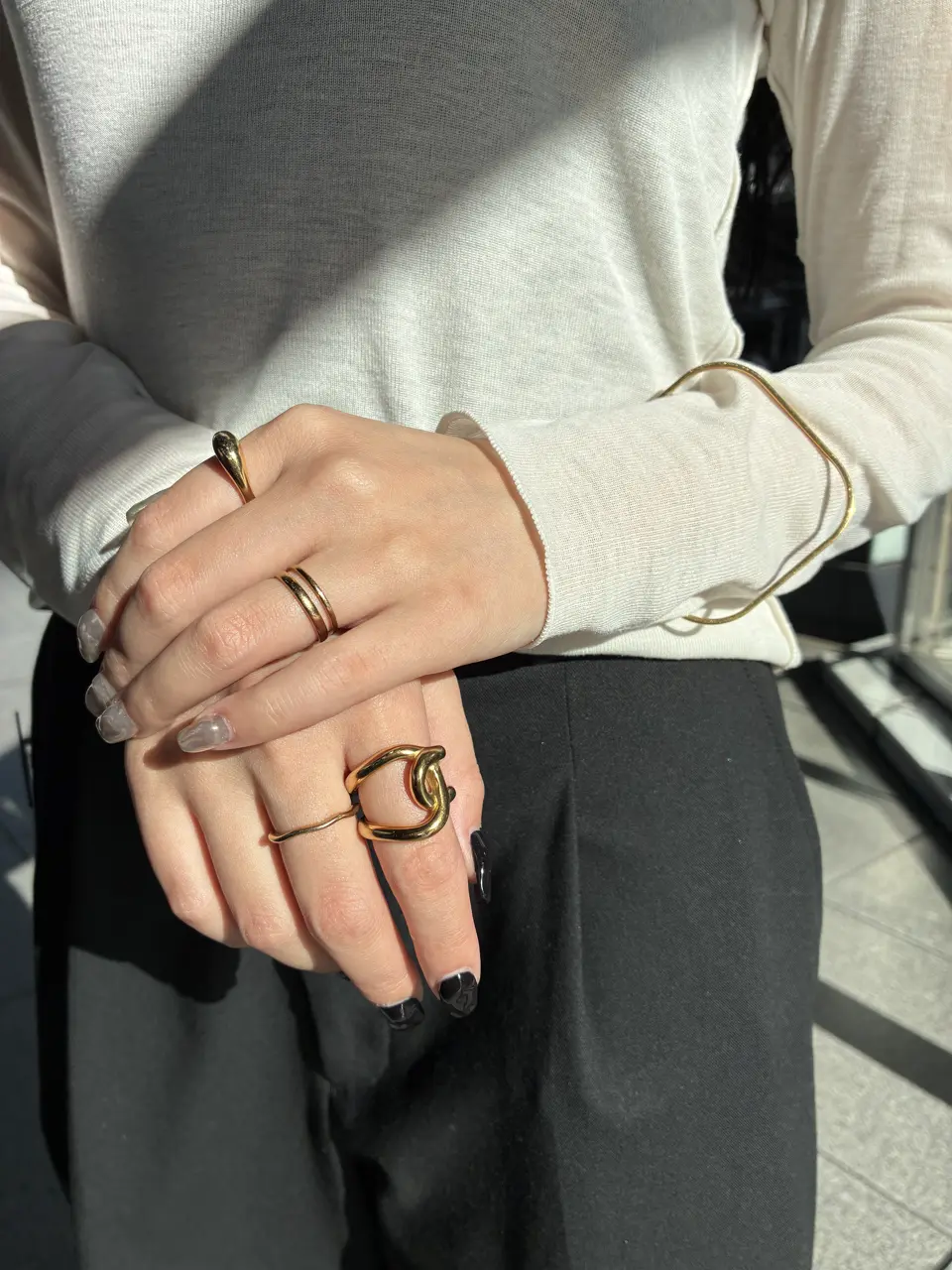 ゴールド ネイビー クロスオーバーリング ゴールド ネイビー クロスオーバーリング