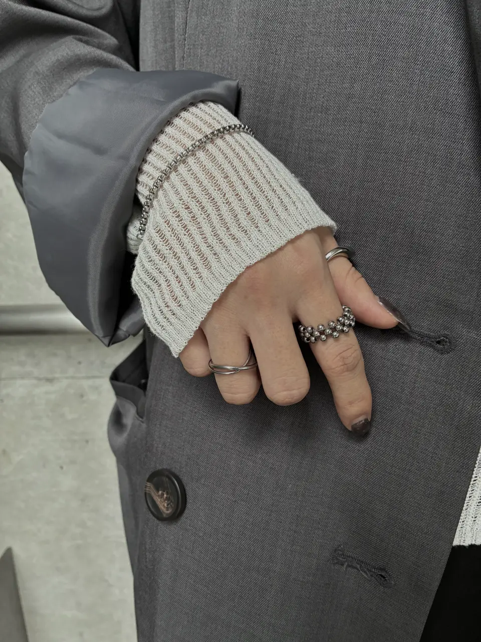 シルバー]クロシェボールリング