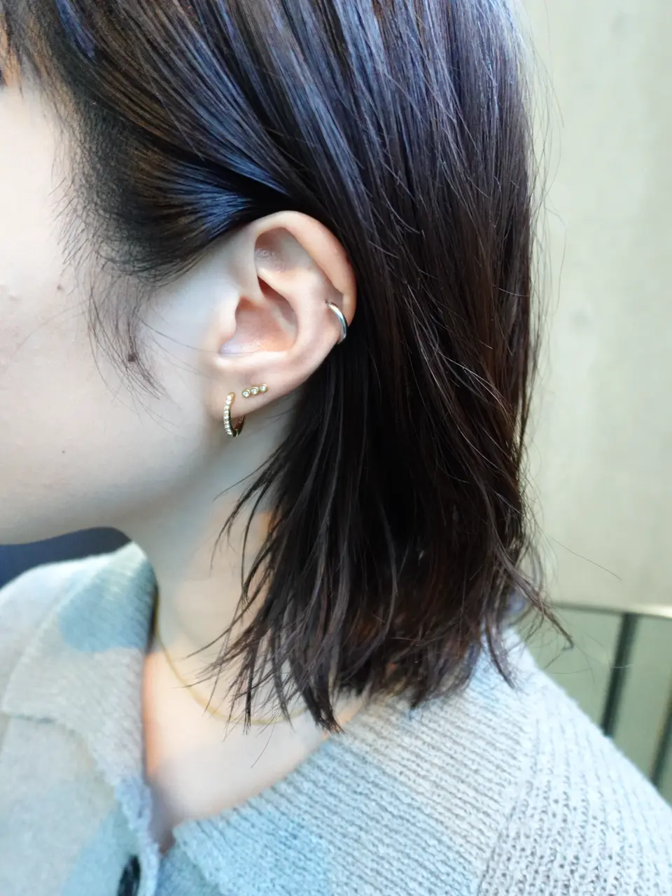 ゴールド]ジルコニアフープピアス