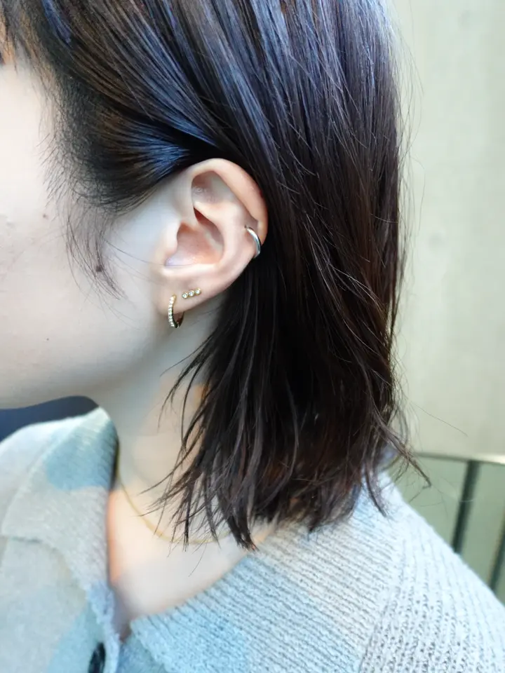 ゴールド]ジルコニアフープピアス