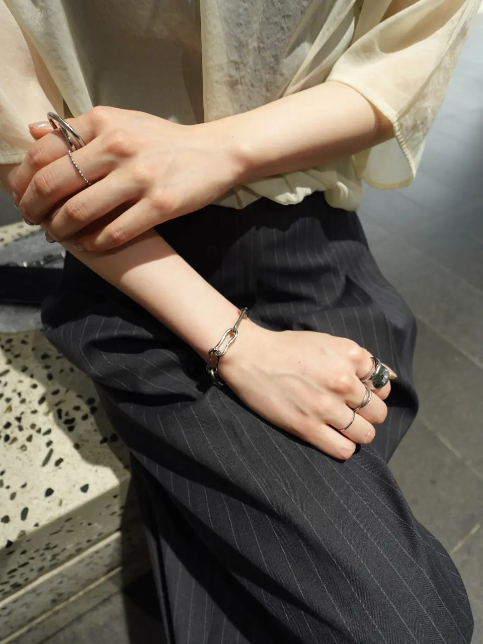 シルバー]MIXボールチェーンリング