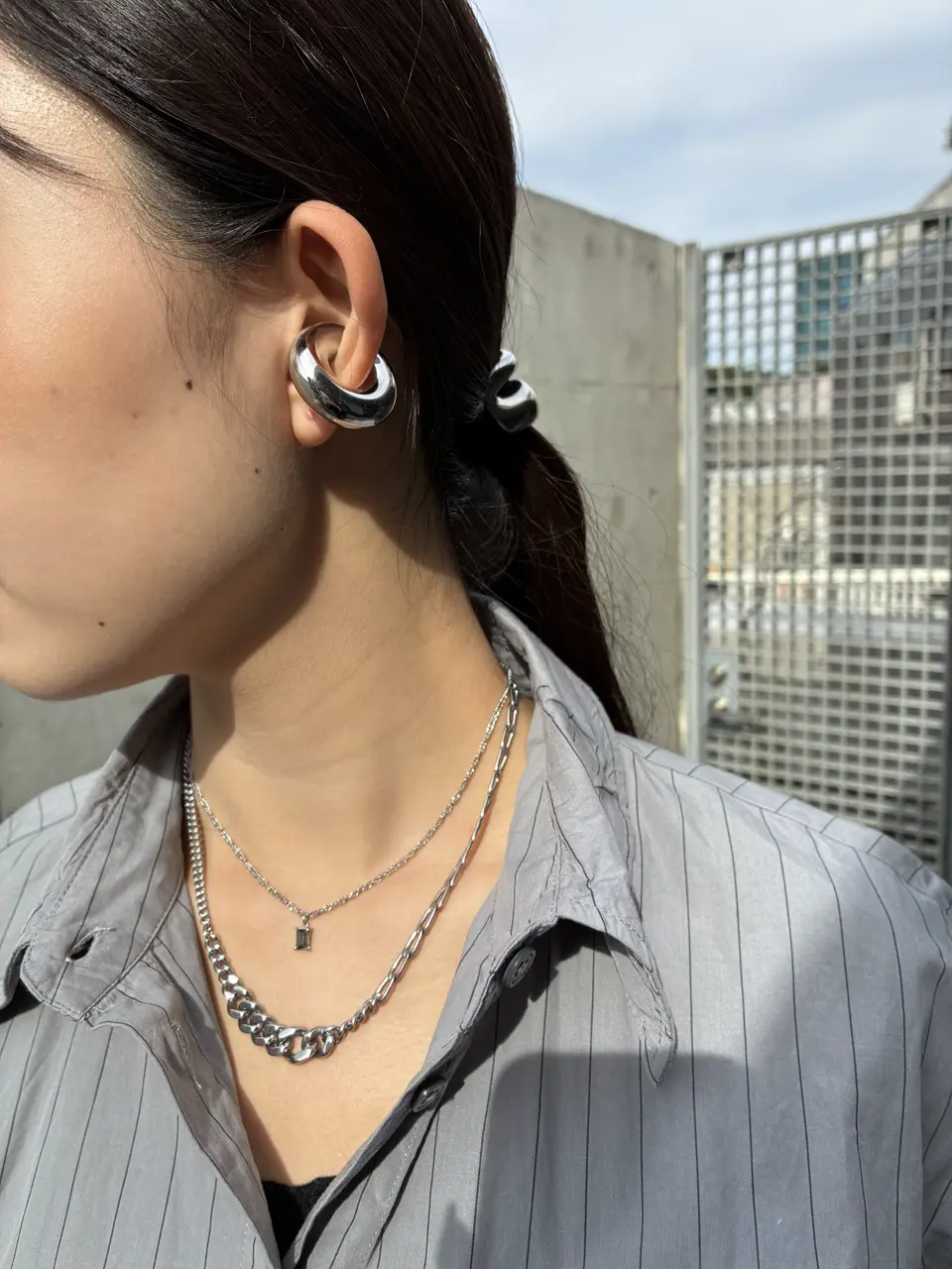 シルバー]MIXチェーンネックレス