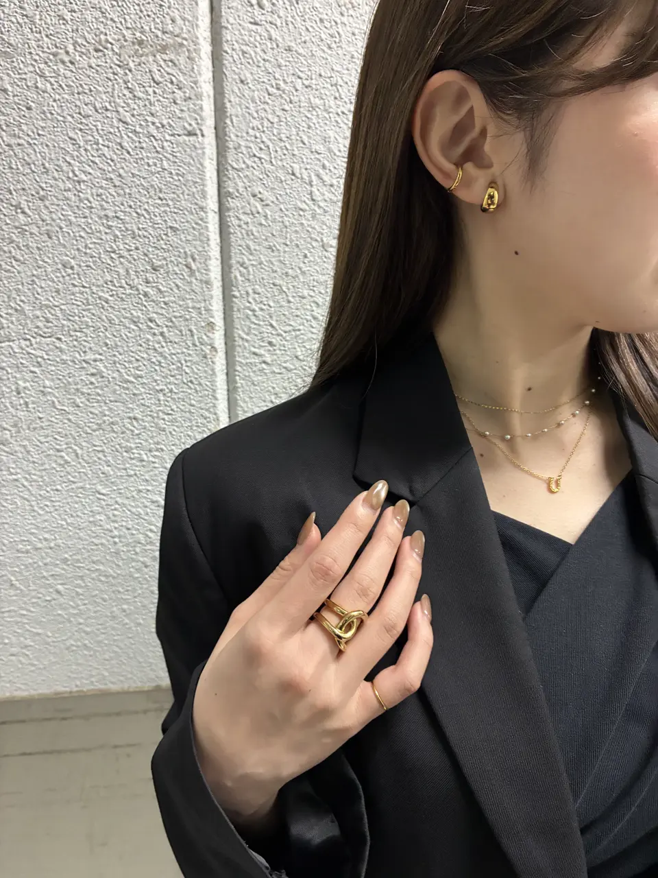 耳環　金環　①②まとめて ER212 Twisted Double “ C “ Pearl Earrings ( Gold ) 💰RM68