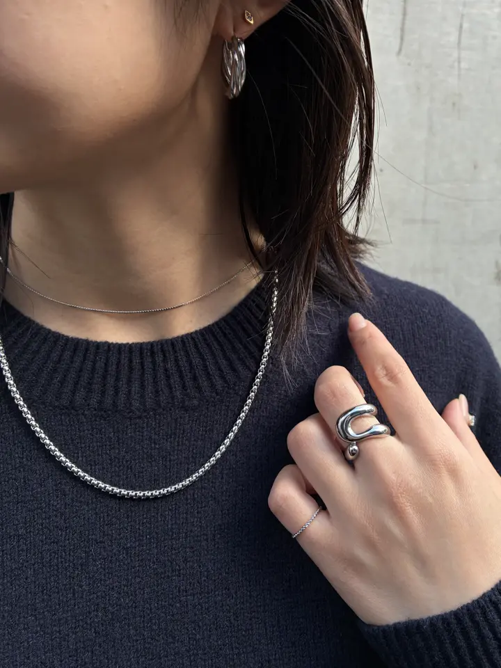 シルバー]アークボックスチェーンネックレス