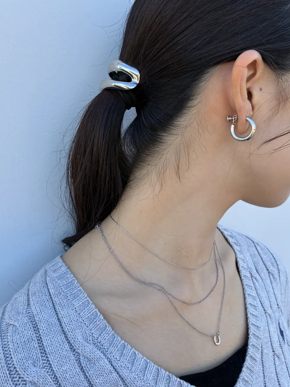 シルバー]ホースシューネックレス