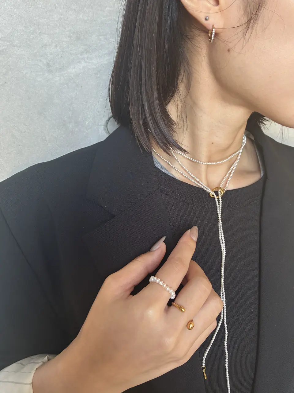 ゴールド]ジルコニアフープピアス