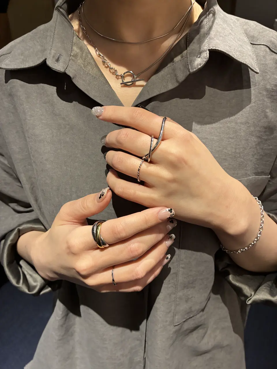 ゴールド]MIXボールチェーンリング