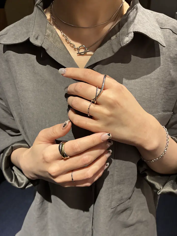 ゴールド]MIXボールチェーンリング