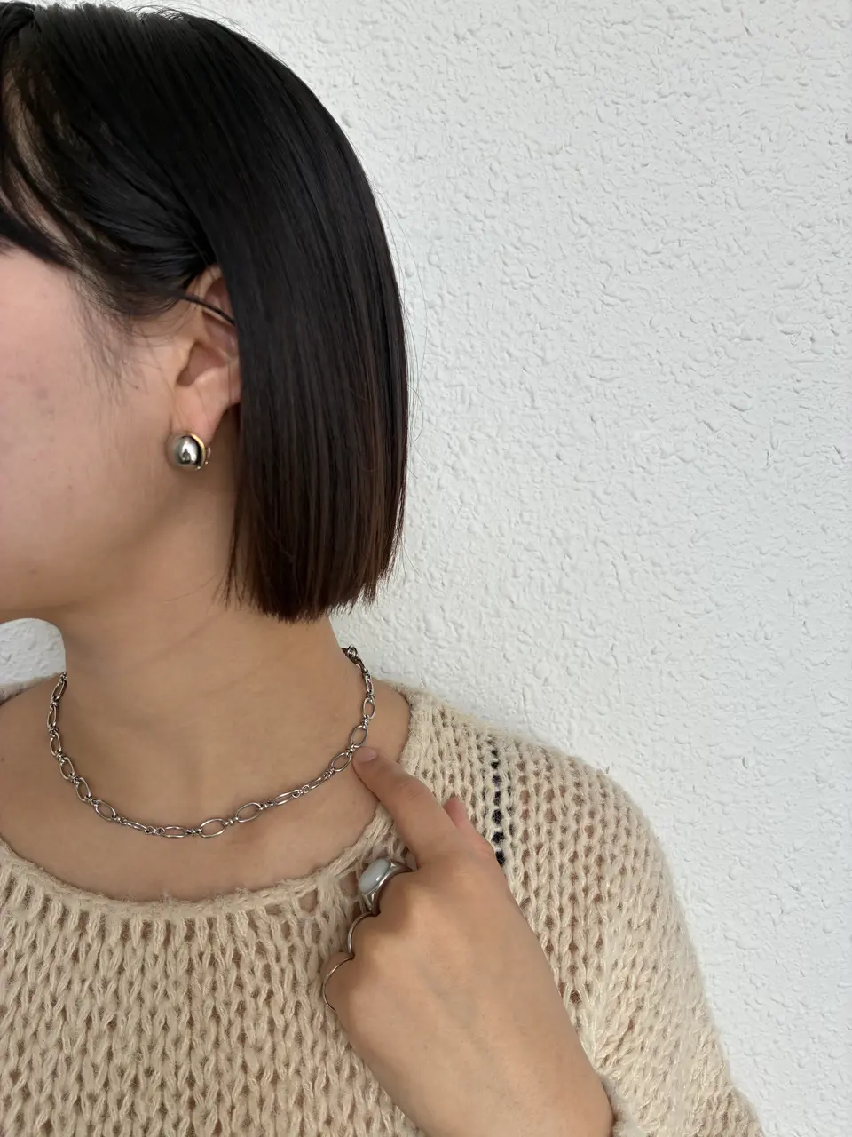 シルバー]ラウンドストーンリング