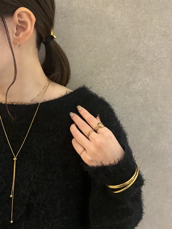 ゴールド]ジルコニアフープピアス