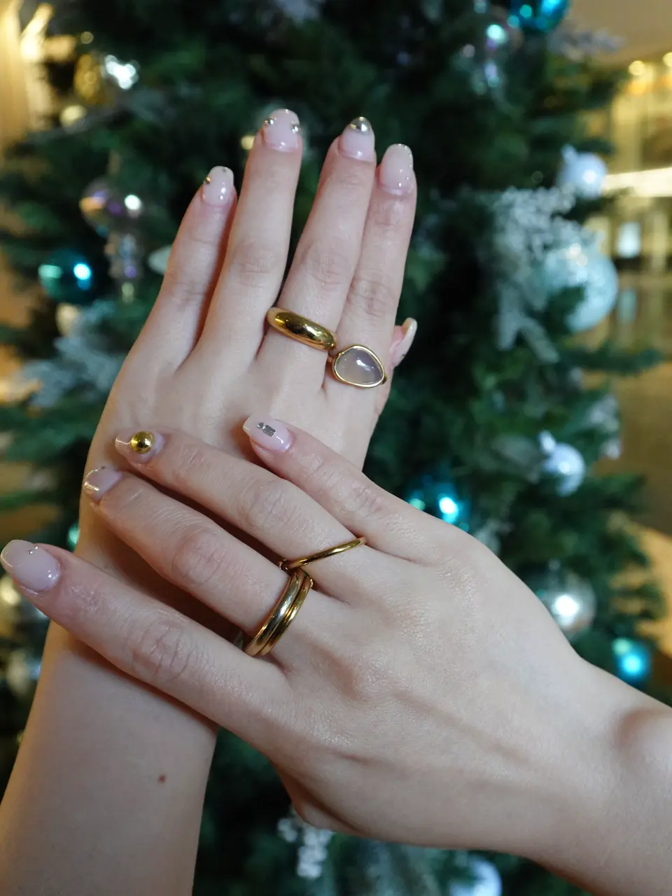 ゴールド]ネジレストーンリング