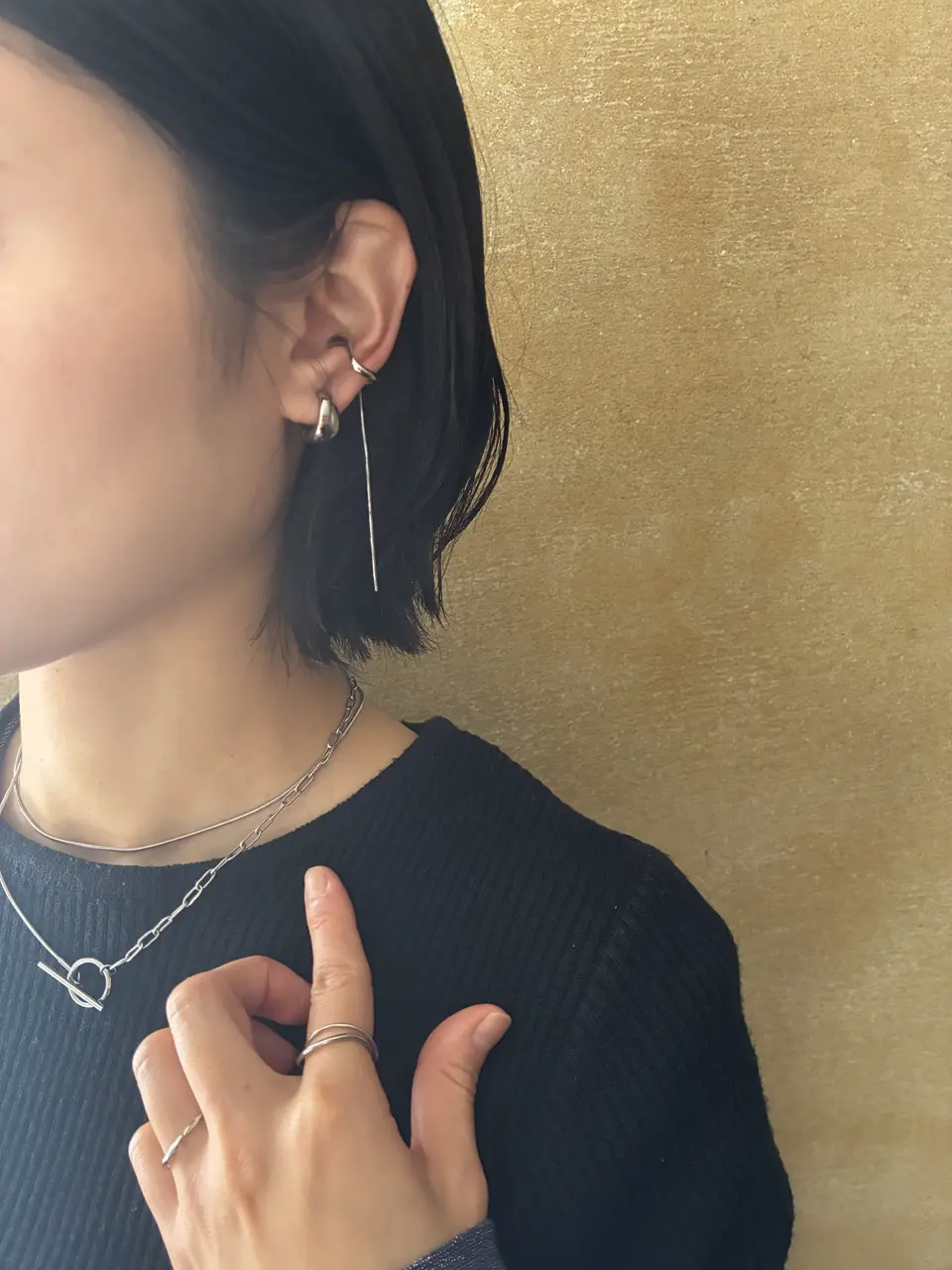 シルバー]プランプイヤリング