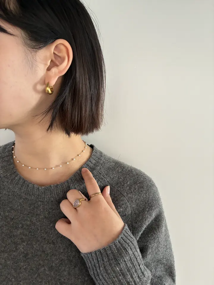 ゴールド]ネジレストーンリング