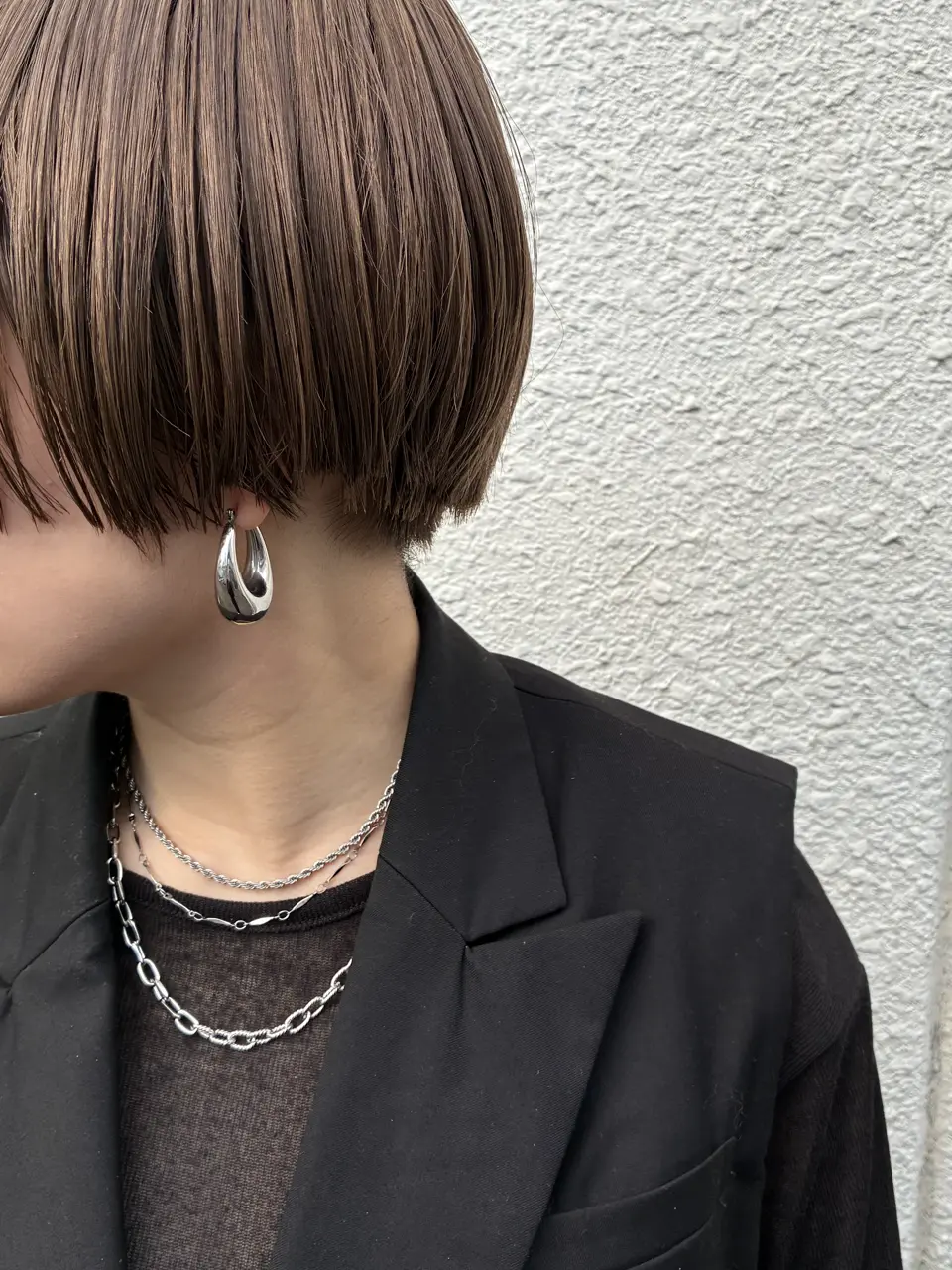 シルバー]オーバルブルームピアス