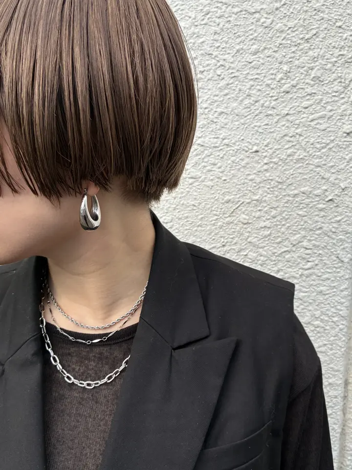 シルバー]オーバルブルームピアス