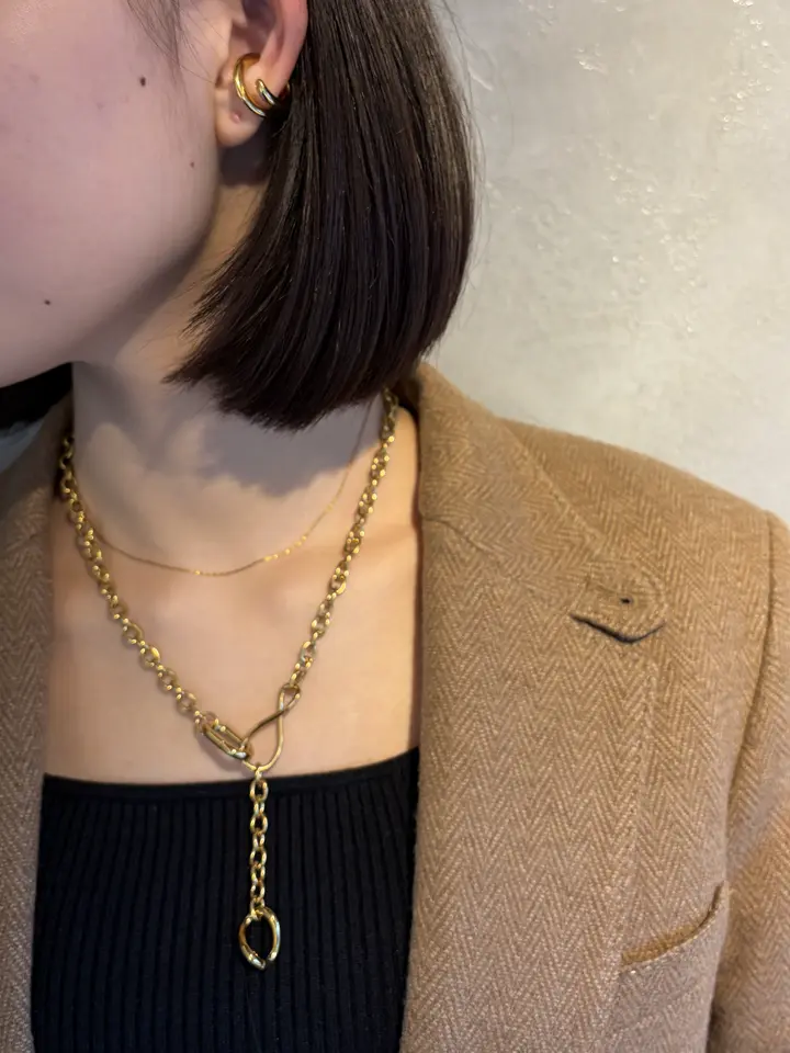 ゴールド]カラビナネックレス