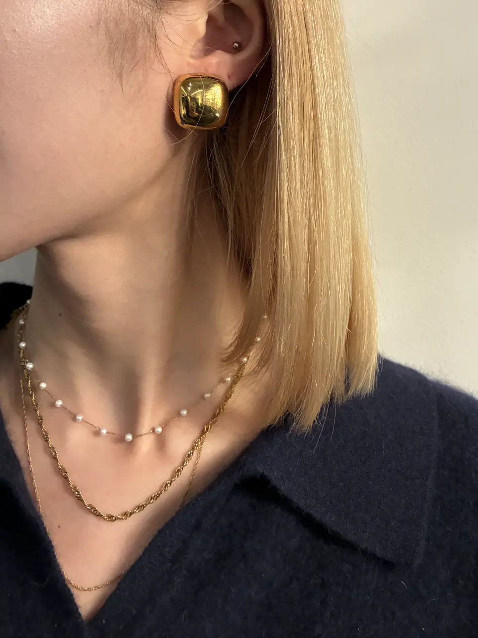 ゴールド]スクエアイヤリング