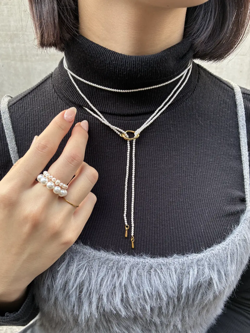 ゴールド]マルチウェイロングパールチョーカー