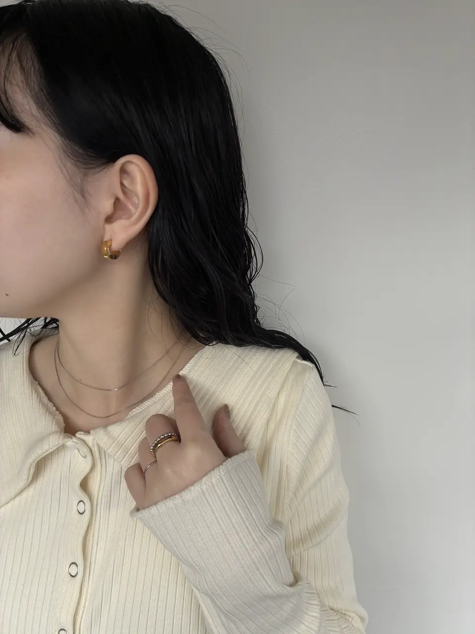 ゴールド]インダストリアルサークルミニピアス