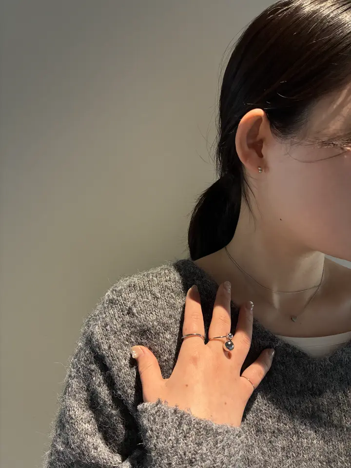 シルバー]ダブルボールリング